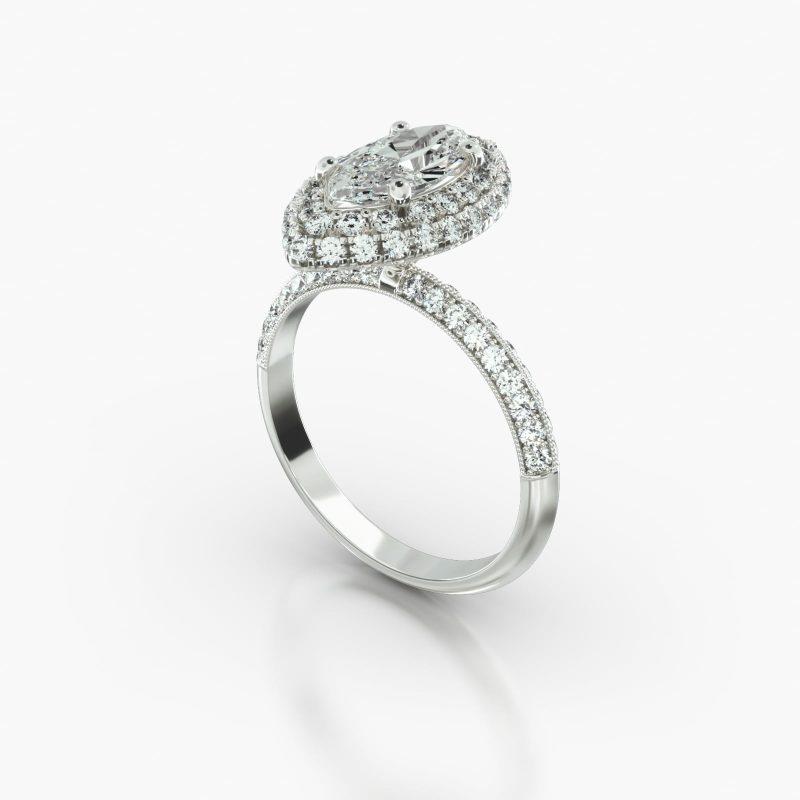 MARQUISE KNIFE PAVE FALLING EDGE PAVE HALO - B