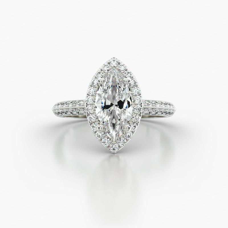 MARQUISE KNIFE PAVE SINGLE ROW PAVE HALO - A
