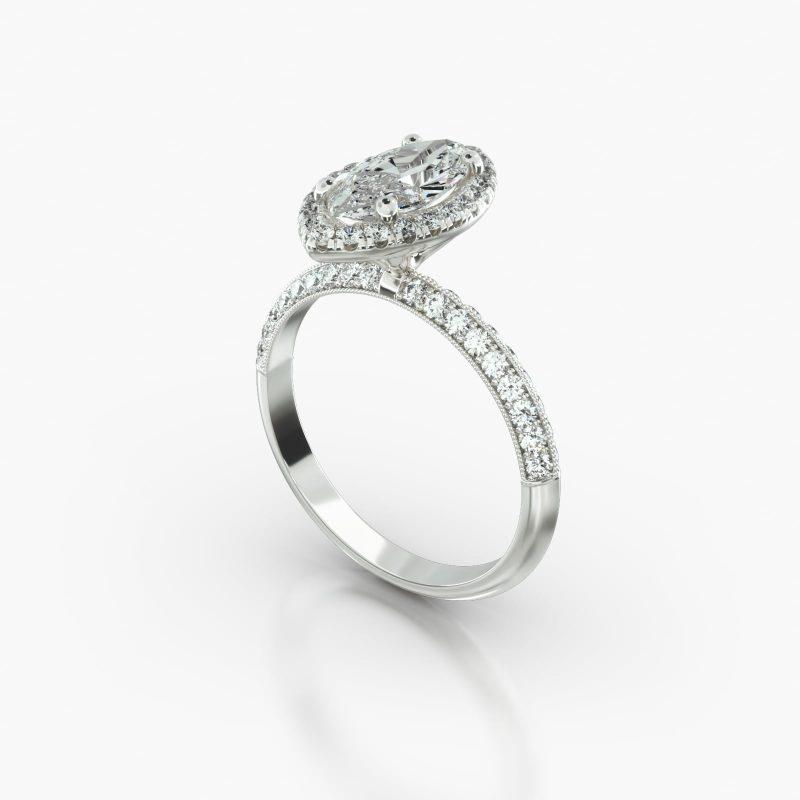 MARQUISE KNIFE PAVE SINGLE ROW PAVE HALO - B