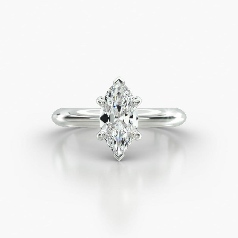 MARQUISE KNIFE SOLITAIRE CLASSIC PAVE BASKET - A