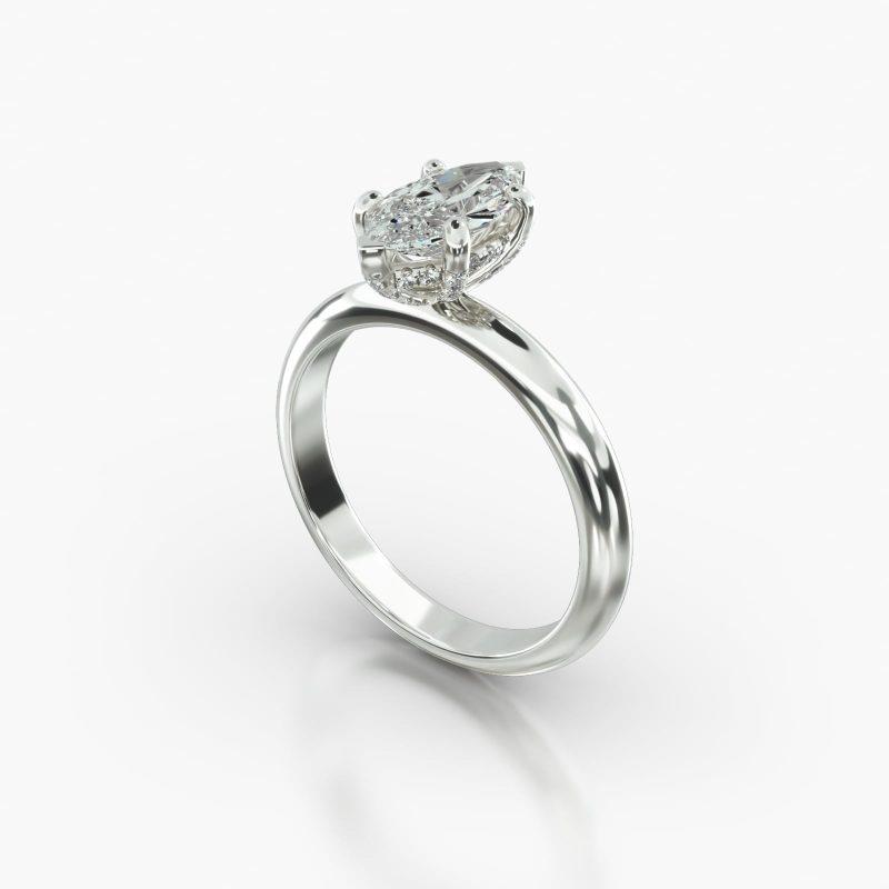 MARQUISE KNIFE SOLITAIRE CLASSIC PAVE BASKET - B