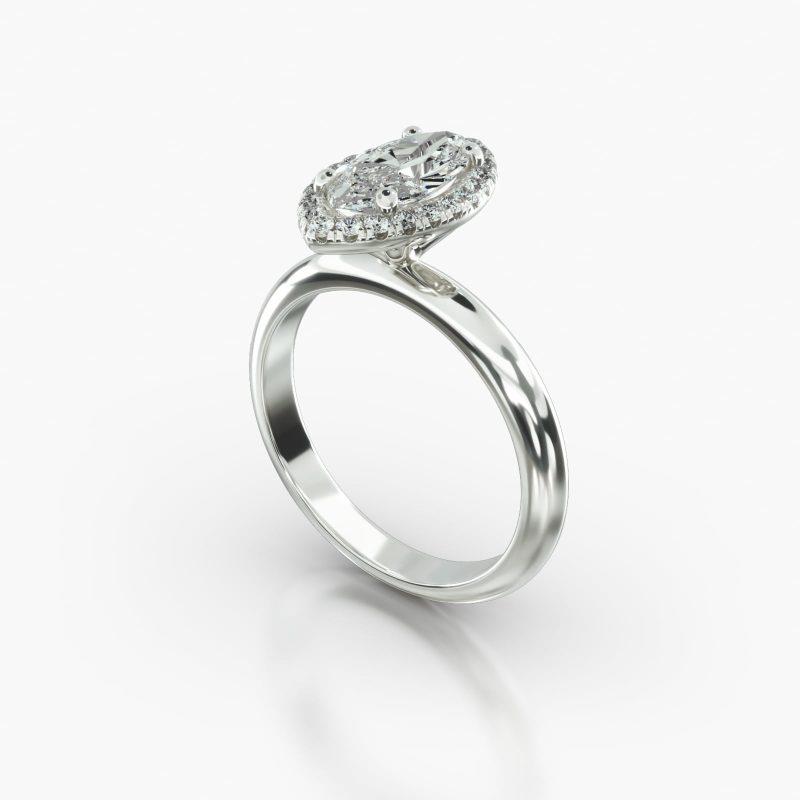 MARQUISE KNIFE SOLITAIRE SINGLE ROW PAVE HALO - B