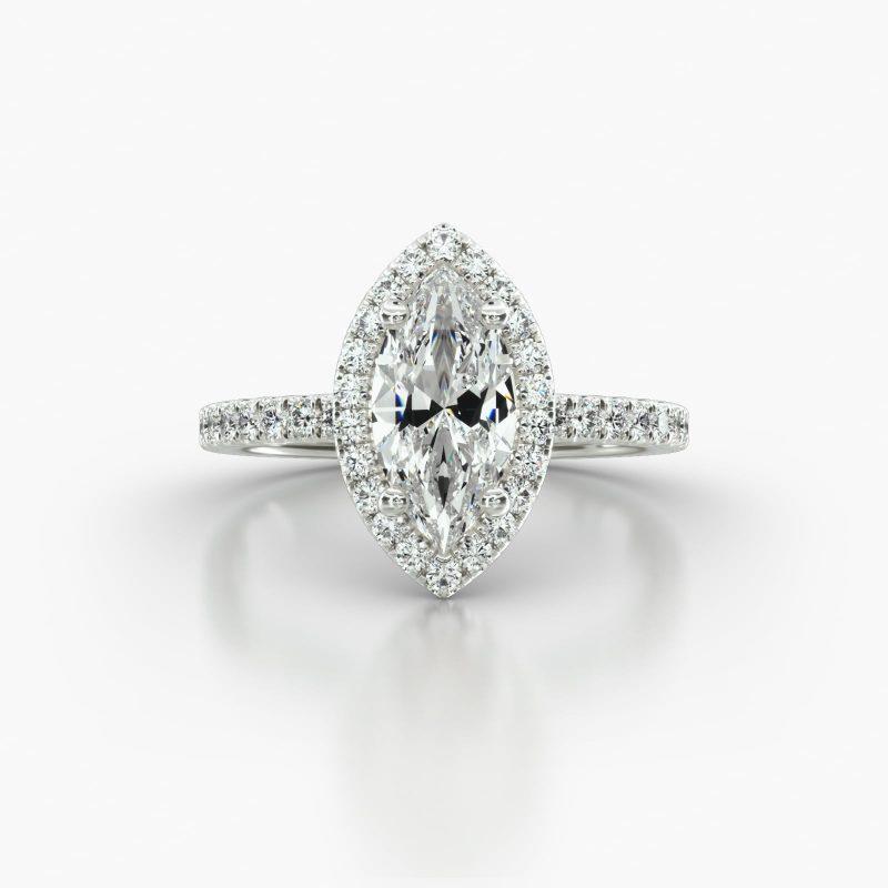 MARQUISE MACRO PAVE SINGLE ROW PAVE HALO - A