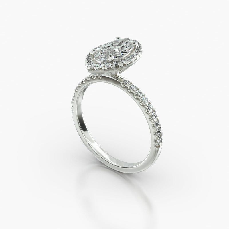 MARQUISE MACRO PAVE SINGLE ROW PAVE HALO - B