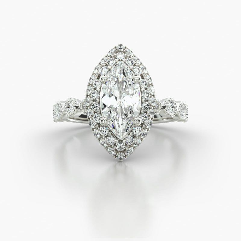 MARQUISE MARQUISE+ROUND FALLING EDGE PAVE HALO - A