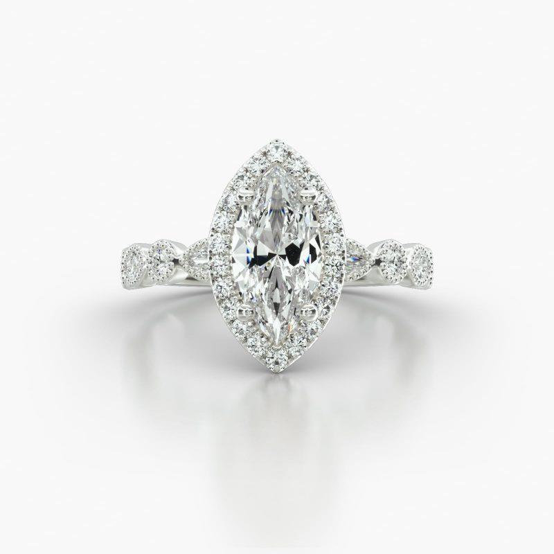 MARQUISE MARQUISE+ROUND SINGLE ROW PAVE HALO - A