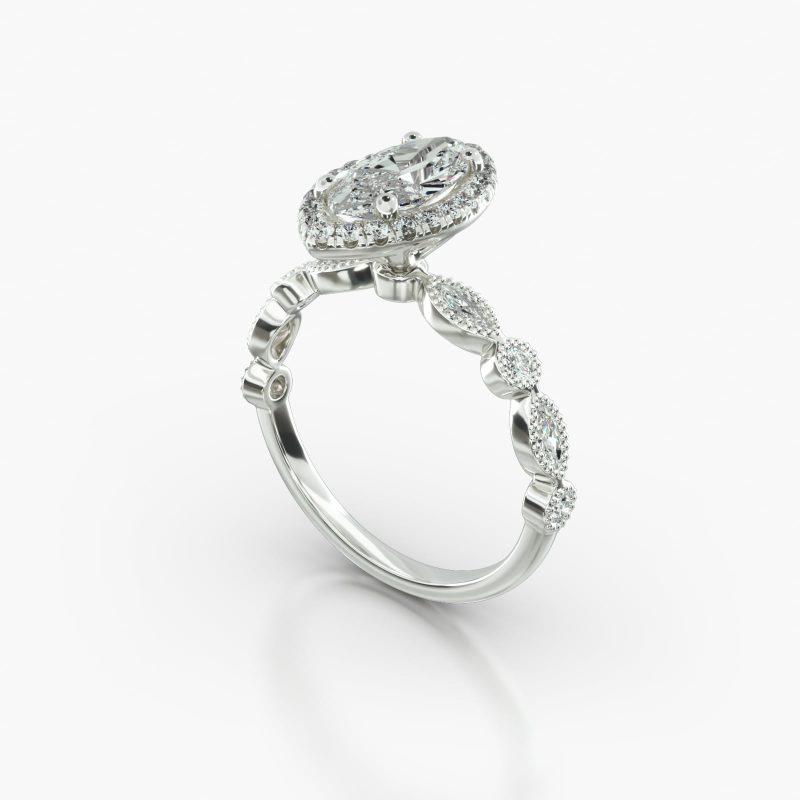MARQUISE MARQUISE+ROUND SINGLE ROW PAVE HALO - B