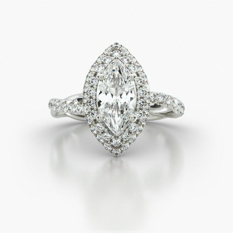MARQUISE PAVE TWIST FALLING EDGE PAVE HALO - A