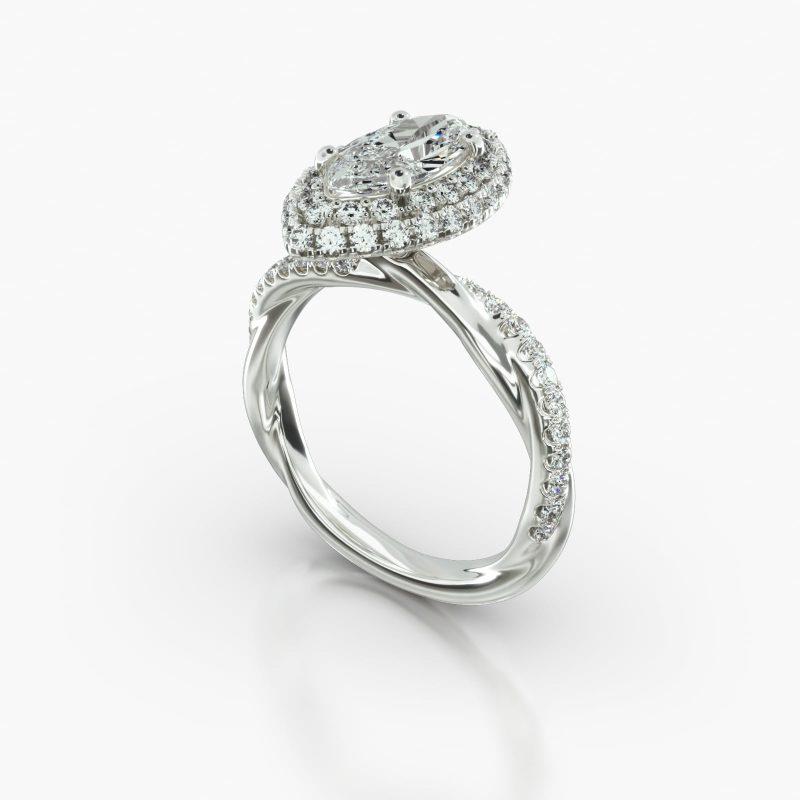 MARQUISE PAVE TWIST FALLING EDGE PAVE HALO - B
