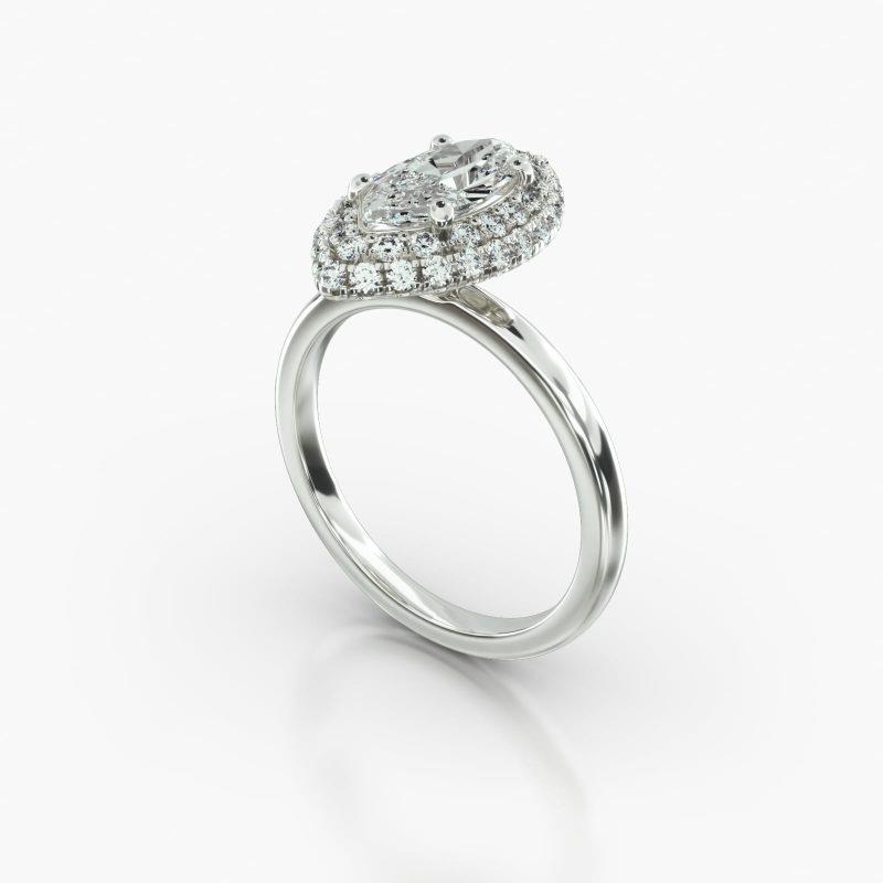 MARQUISE SOLITAIRE FALLING EDGE PAVE HALO - B