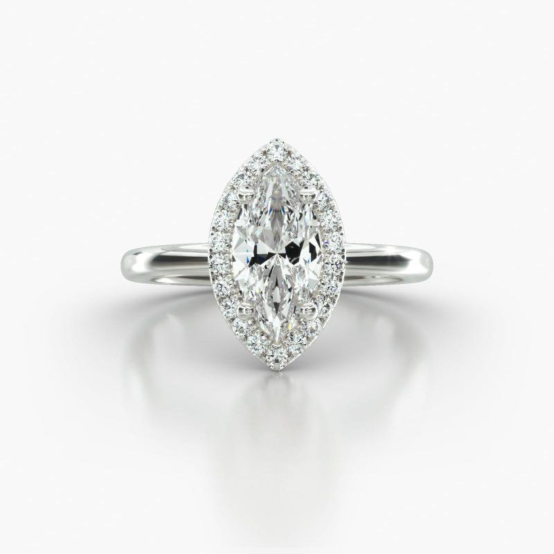 MARQUISE SOLITAIRE SINGLE ROW PAVE HALO - A