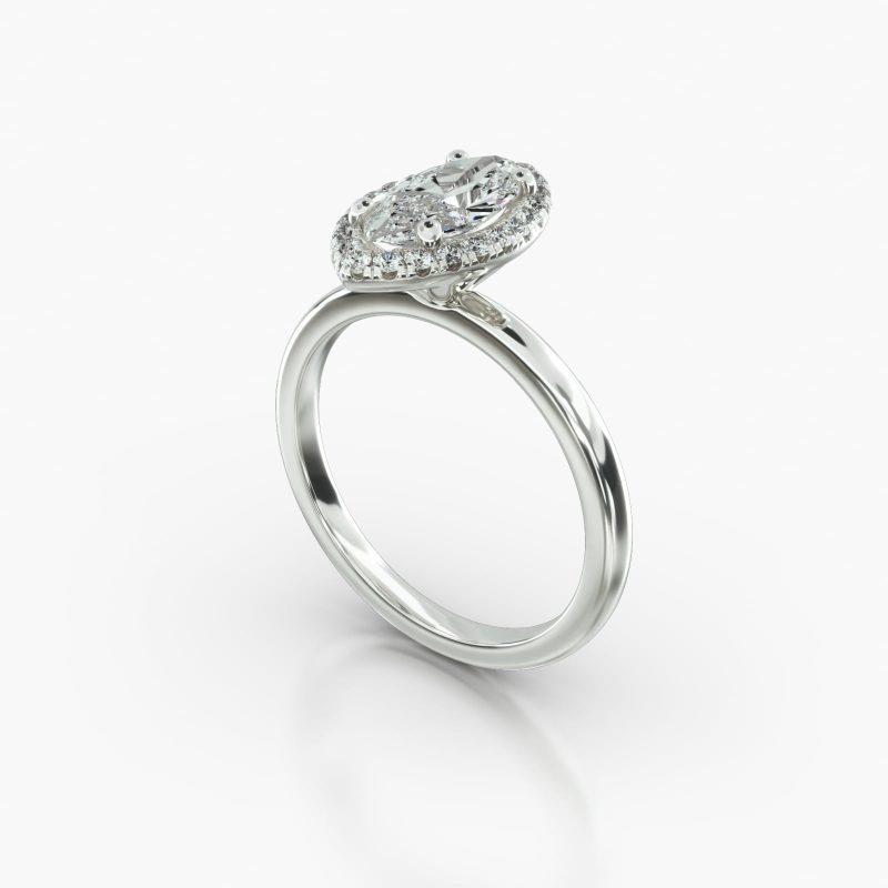 MARQUISE SOLITAIRE SINGLE ROW PAVE HALO - B