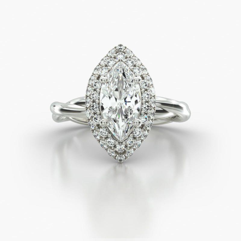 MARQUISE TWIST FALLING EDGE PAVE HALO - A