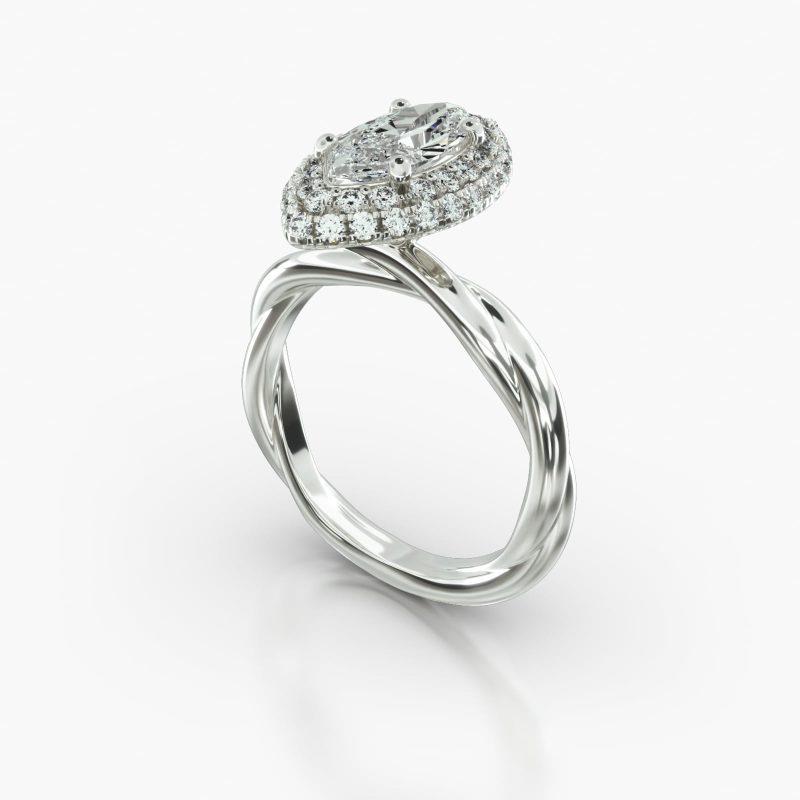 MARQUISE TWIST FALLING EDGE PAVE HALO - B