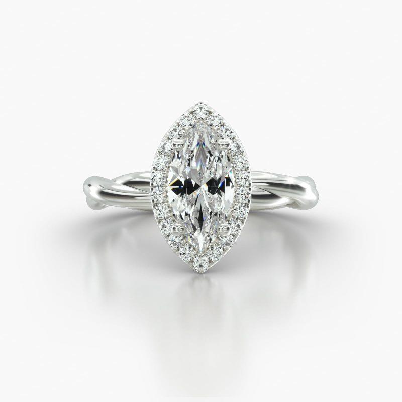 MARQUISE TWIST SINGLE ROW PAVE HALO - A
