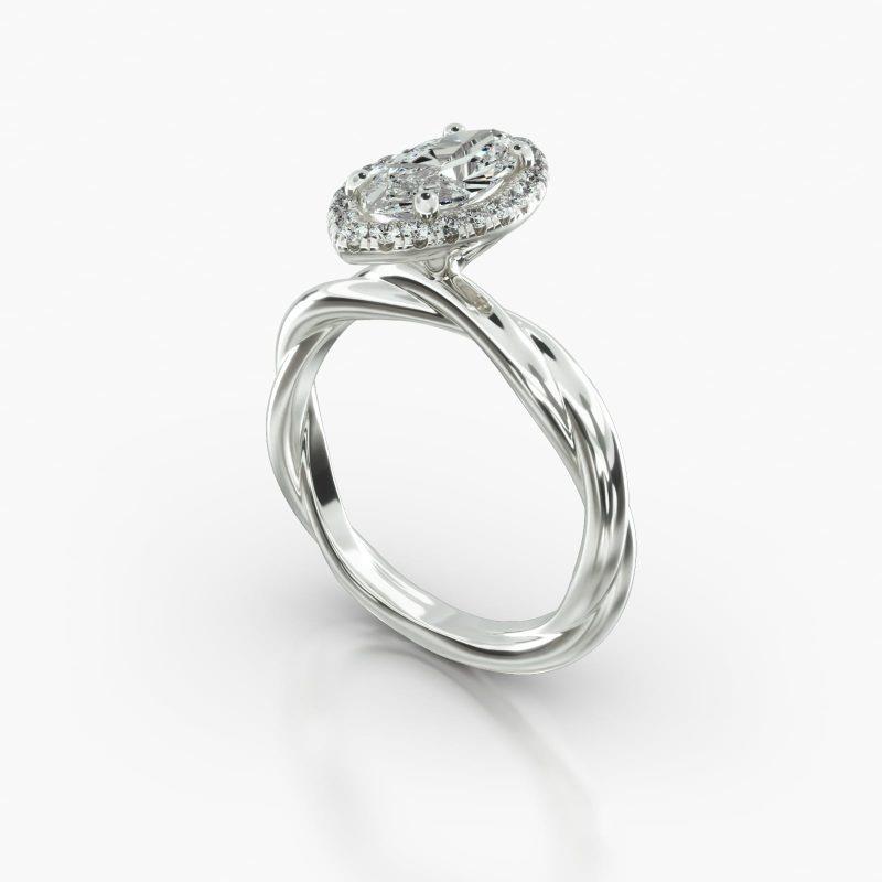 MARQUISE TWIST SINGLE ROW PAVE HALO - B