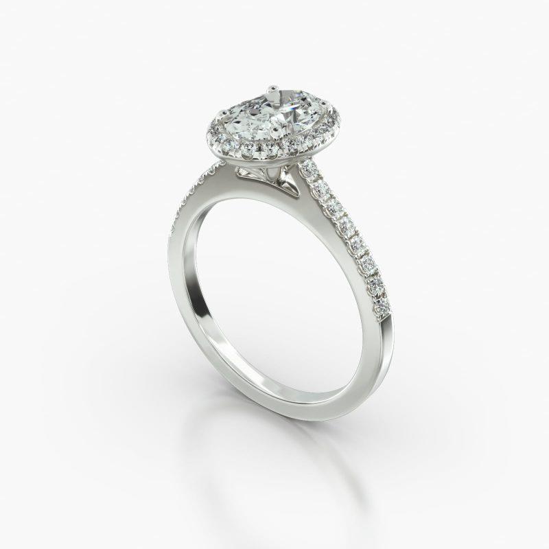 OVAL CATHEDRAL SINGLE ROW PAVE HALO - B