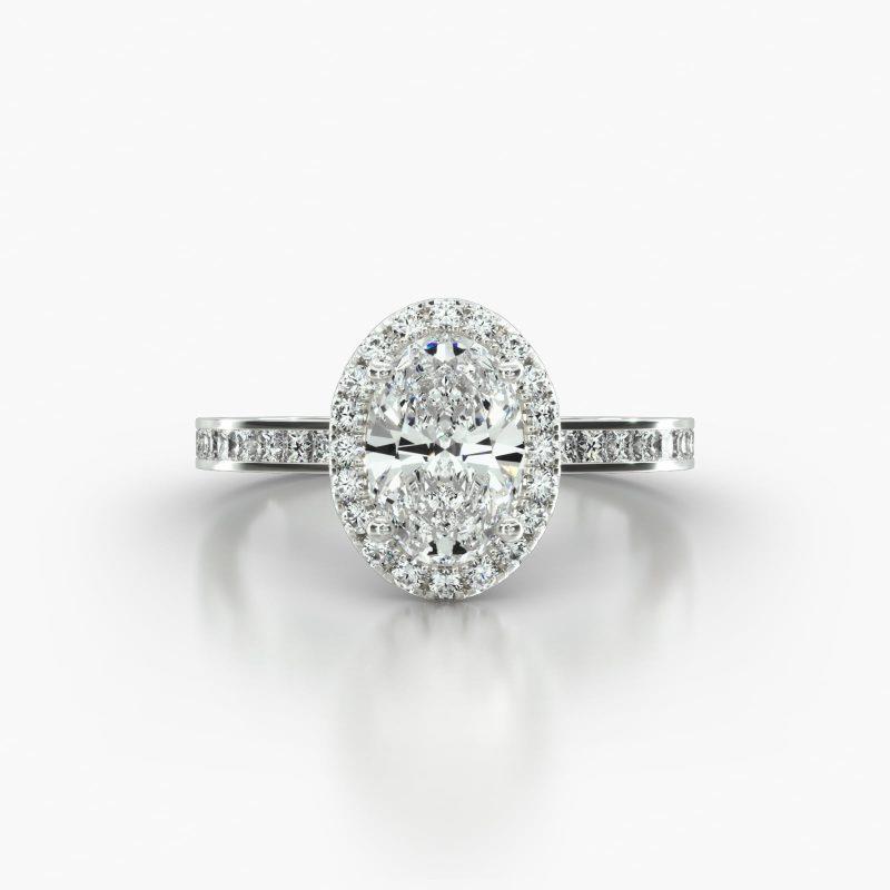 OVAL CHANNEL SINGLE ROW PAVE HALO - A