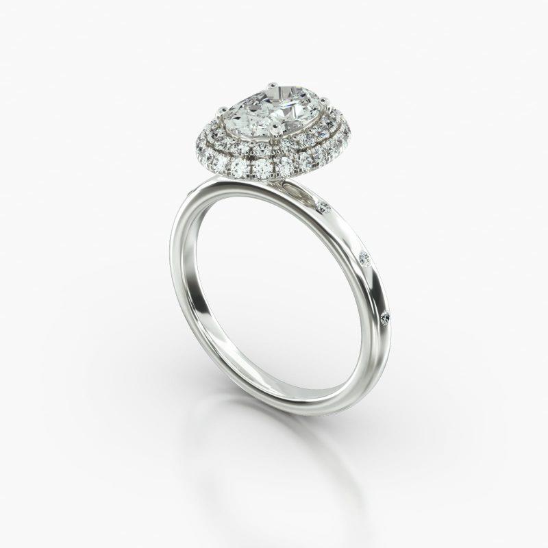 OVAL GYPSY FALLING EDGE PAVE HALO - B