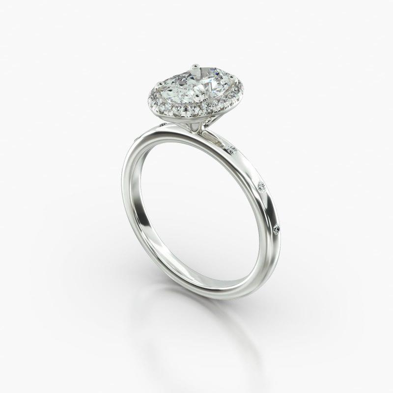 OVAL GYPSY SINGLE ROW PAVE HALO - B