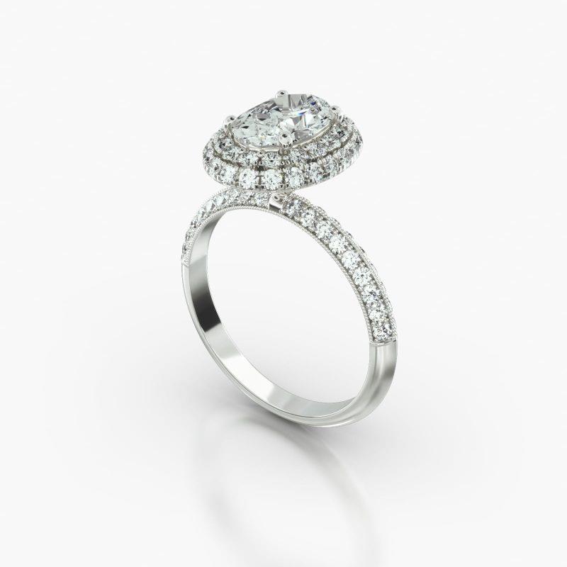 OVAL KNIFE PAVE FALLING EDGE PAVE HALO - B