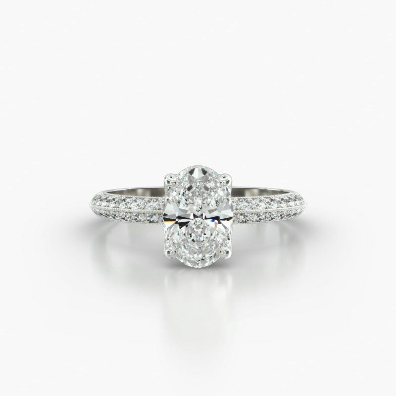 OVAL KNIFE PAVE FOUR TULIP BASKET - A