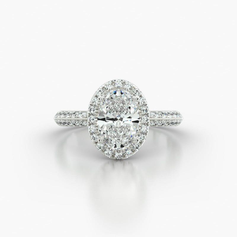 OVAL KNIFE PAVE SINGLE ROW PAVE HALO - A