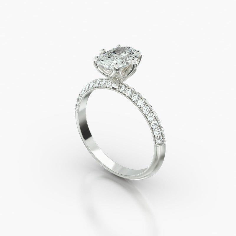 OVAL KNIFE PAVE SIX TULIP BASKET - B