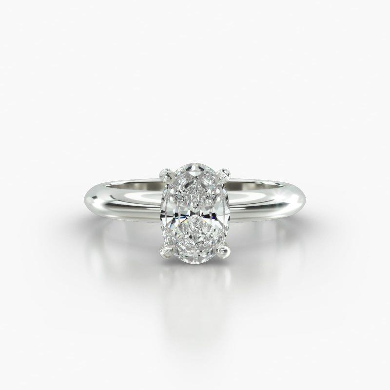 OVAL KNIFE SOLITAIRE CLASSIC PAVE BASKET - A