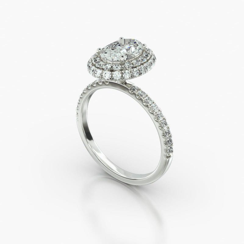 OVAL MACRO PAVE FALLING EDGE PAVE HALO - B