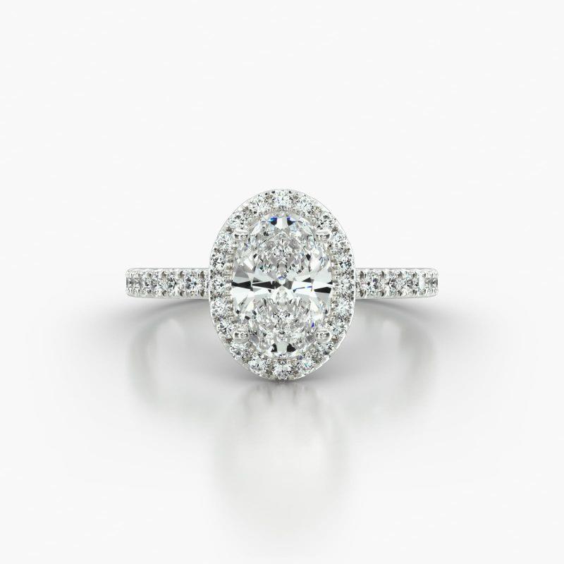 OVAL MACRO PAVE SINGLE ROW PAVE HALO - A