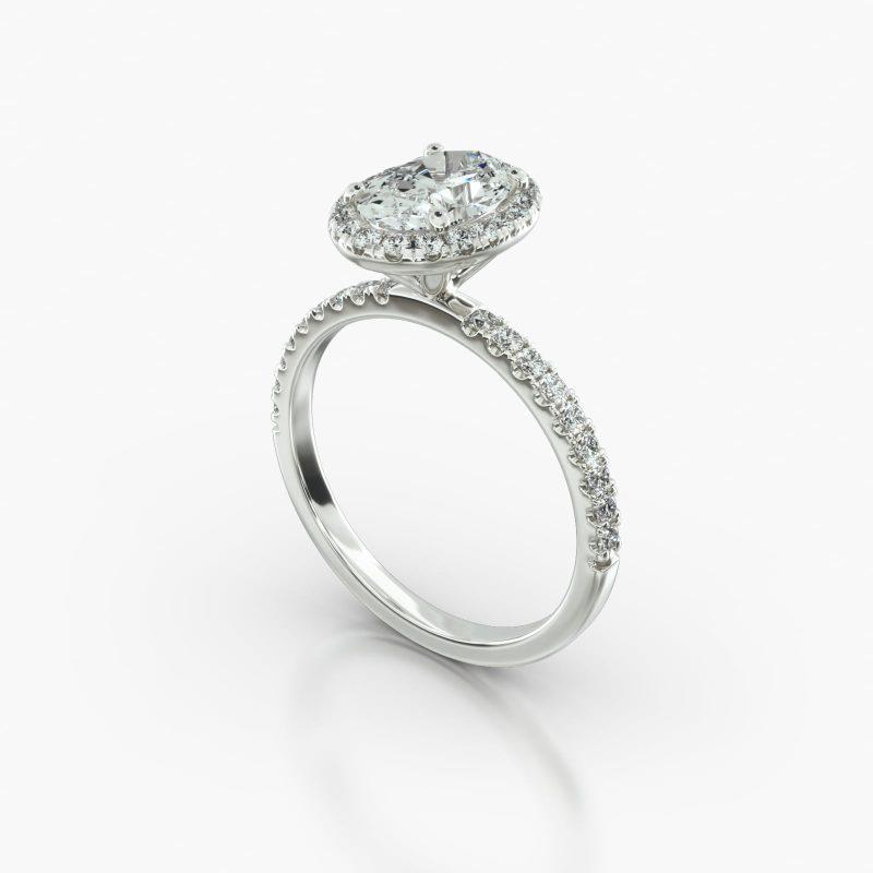 OVAL MACRO PAVE SINGLE ROW PAVE HALO - B