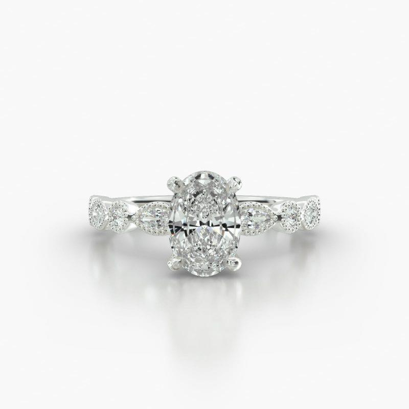 OVAL MARQUISE+ROUND CLASSIC PAVE BASKET - A