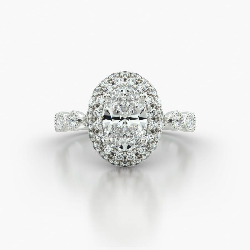 OVAL MARQUISE+ROUND FALLING EDGE PAVE HALO - A