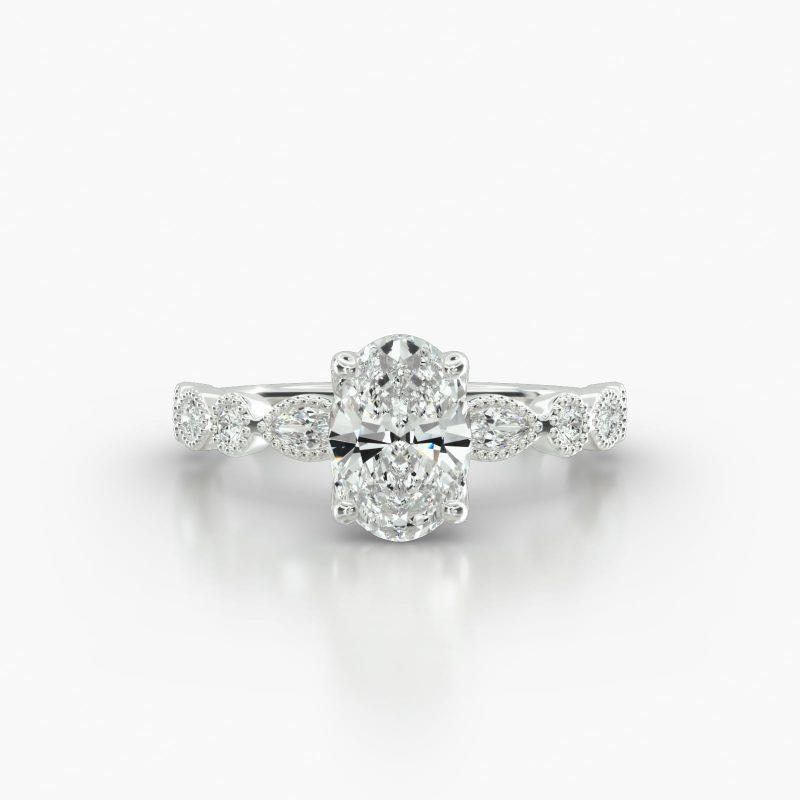 OVAL MARQUISE+ROUND FOUR TULIP BASKET - A