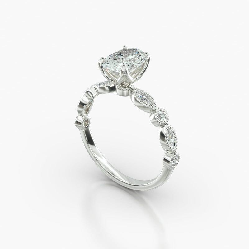 OVAL MARQUISE+ROUND FOUR TULIP BASKET - B