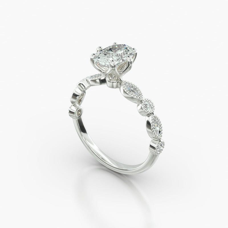 OVAL MARQUISE+ROUND SIX TULIP BASKET - B