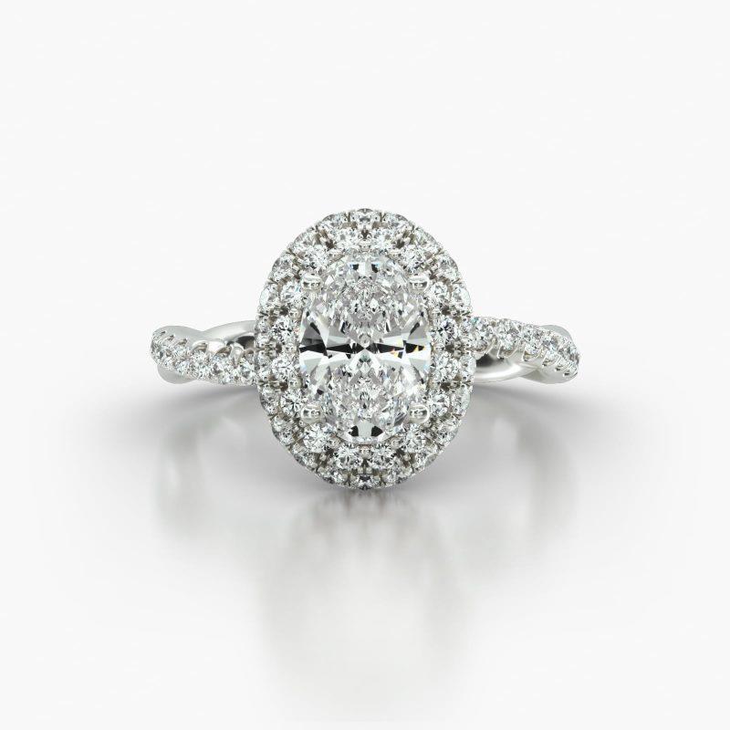 OVAL PAVE TWIST FALLING EDGE PAVE HALO - A