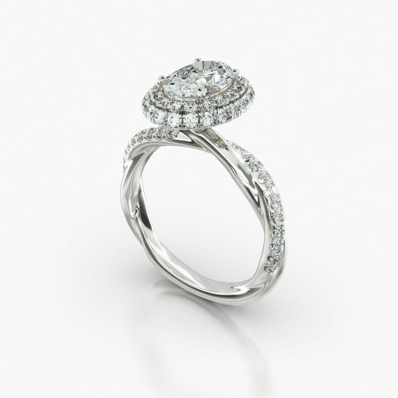 OVAL PAVE TWIST FALLING EDGE PAVE HALO - B