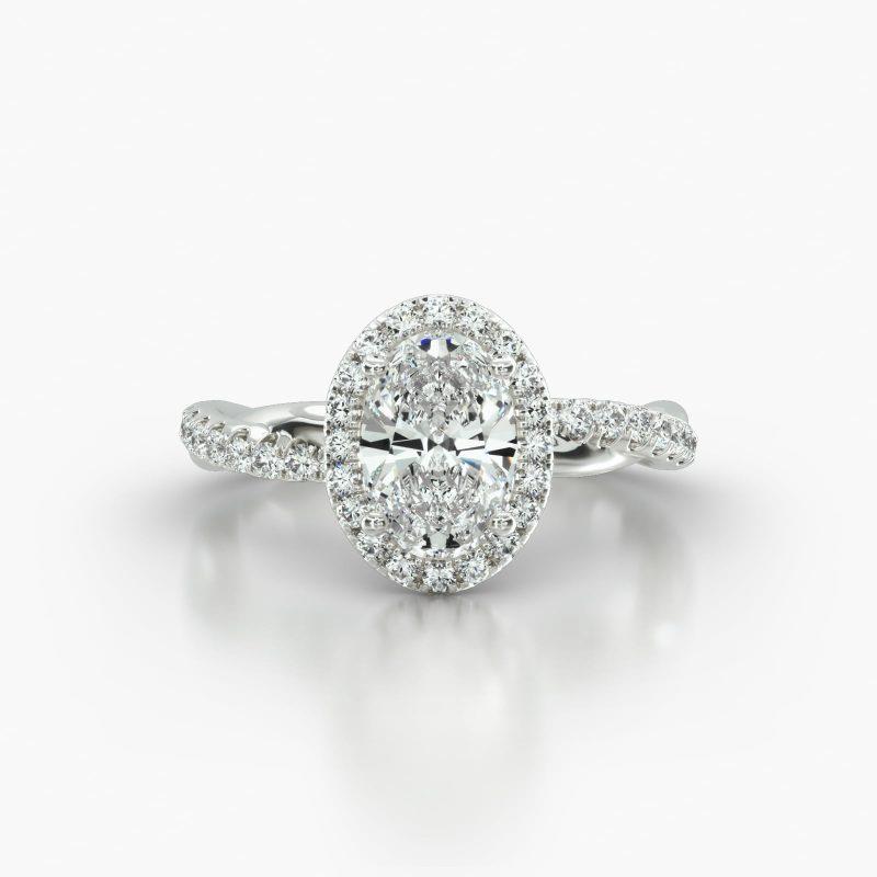 OVAL PAVE TWIST SINGLE ROW PAVE HALO - A