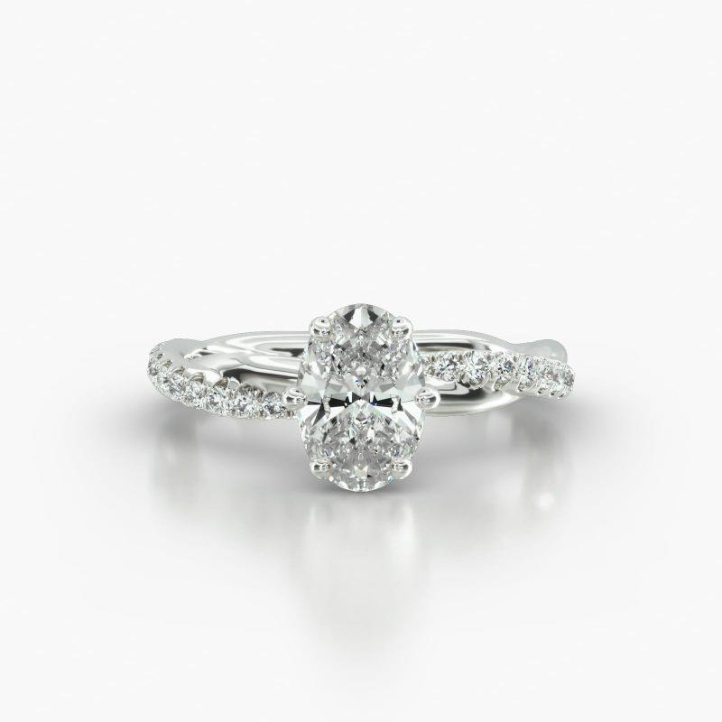 OVAL PAVE TWIST SIX PRONG - A