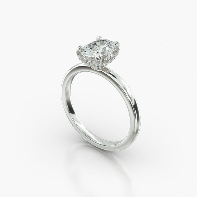 OVAL SOLITAIRE CLASSIC PAVE BASKET - B