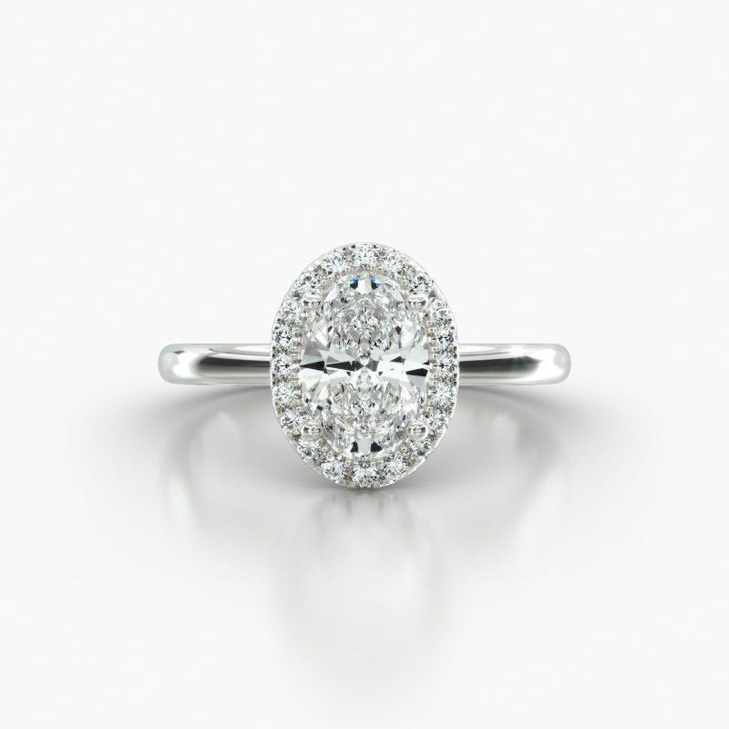 OVAL SOLITAIRE SINGLE ROW PAVE HALO - A