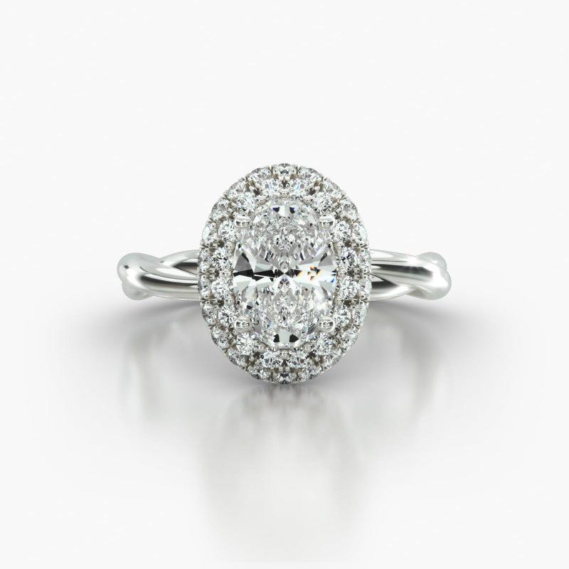 OVAL TWIST FALLING EDGE PAVE HALO - A