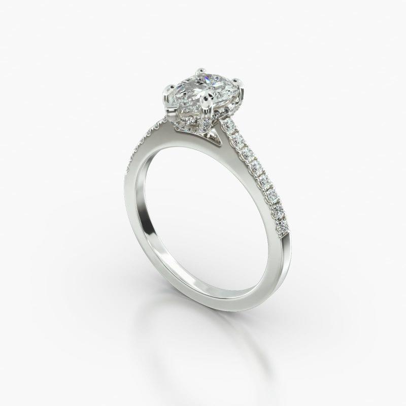 PEAR CATHEDRAL CLASSIC PAVE BASKET - B