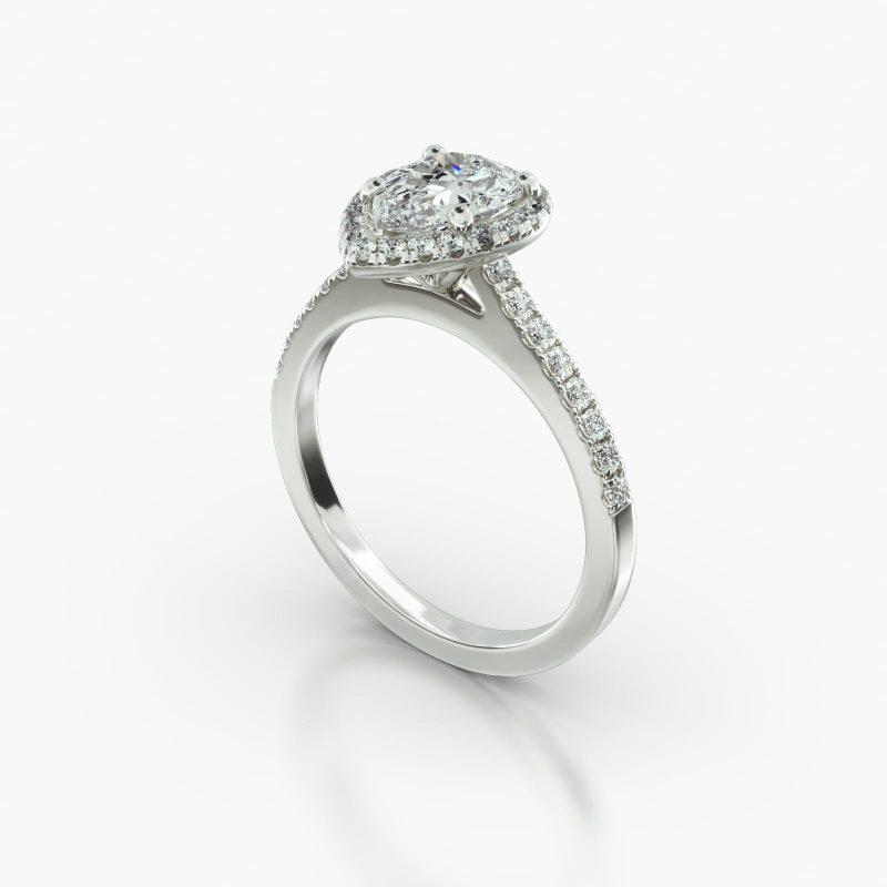 PEAR CATHEDRAL SINGLE ROW PAVE HALO - B