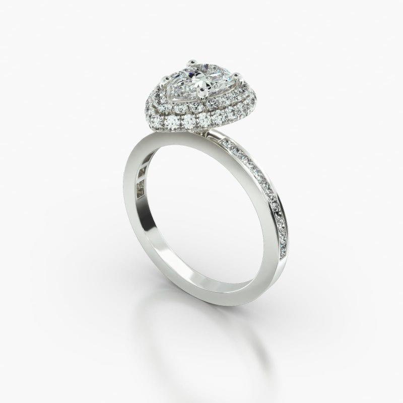 PEAR CHANNEL FALLING EDGE PAVE HALO - B
