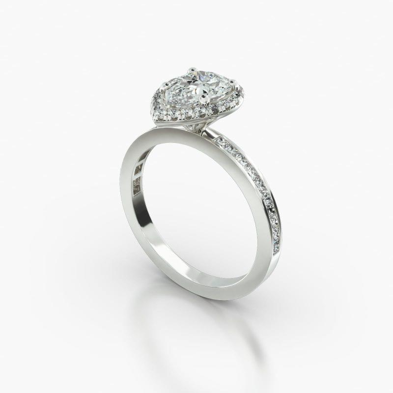 PEAR CHANNEL SINGLE ROW PAVE HALO - B