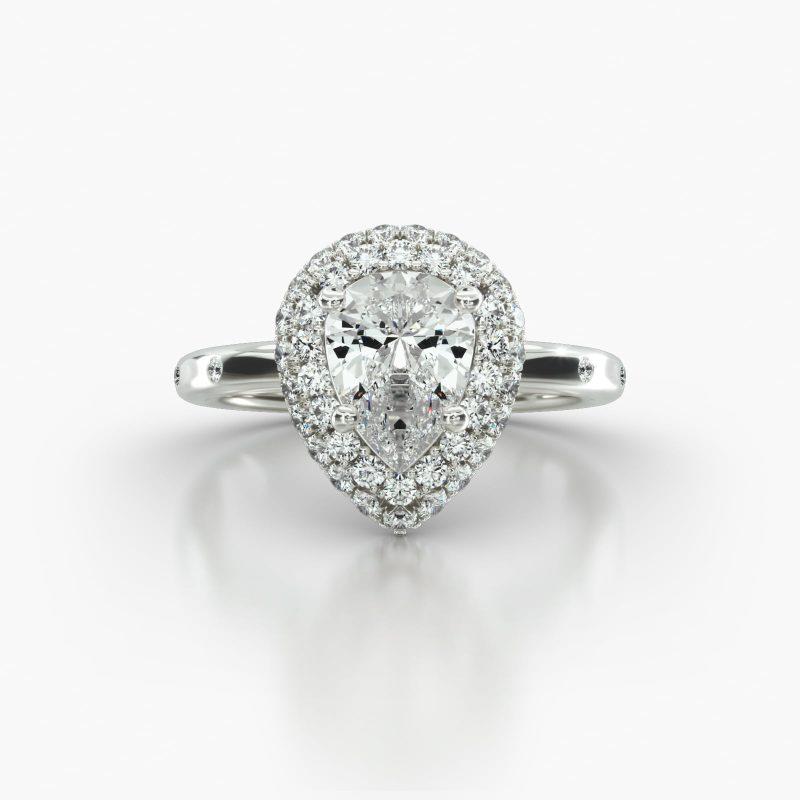 PEAR GYPSY FALLING EDGE PAVE HALO - A