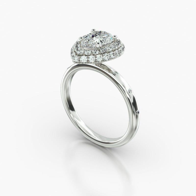 PEAR GYPSY FALLING EDGE PAVE HALO - B